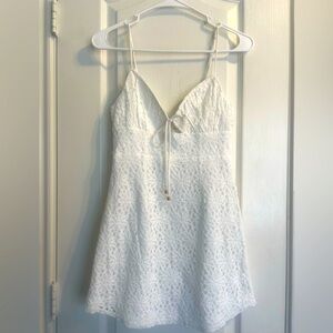 White Lace Spaghetti Strap Dress